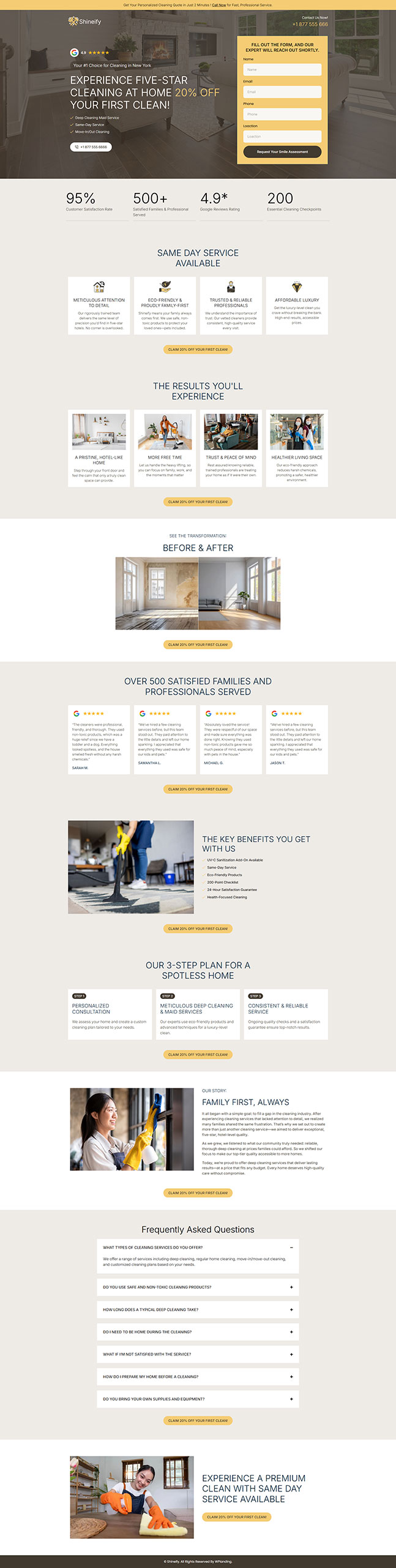 Shineify - Cleaning Landing Page