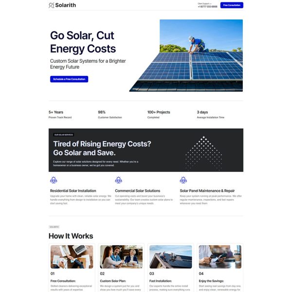 Solarith - Solar Landing Page
