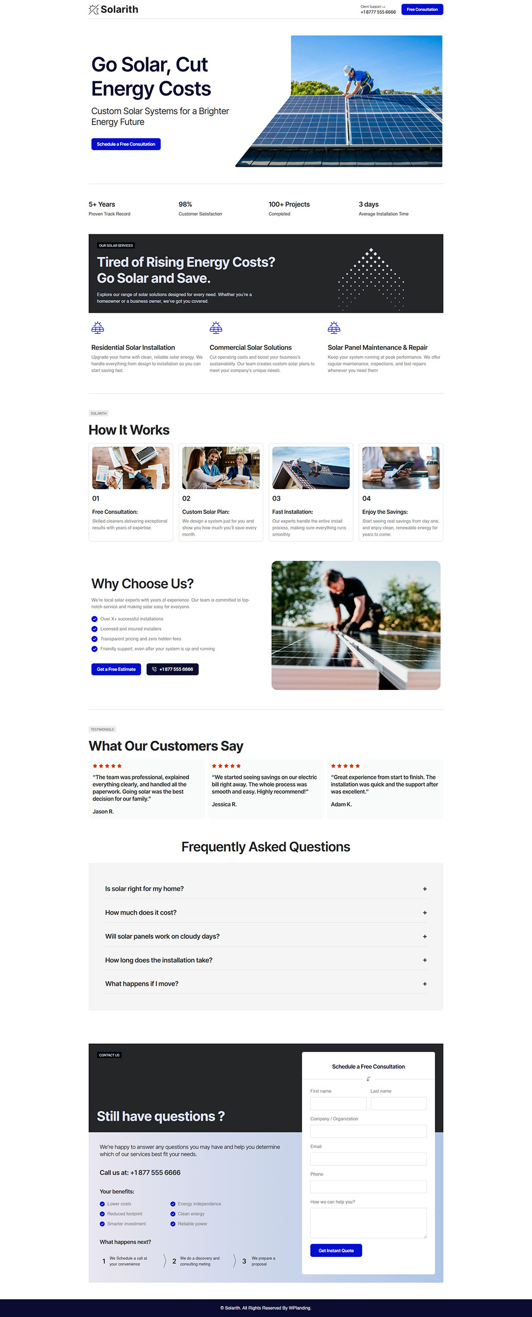 Solarith - Solar Landing Page