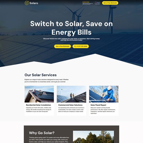Solaro - Solar Landing Page