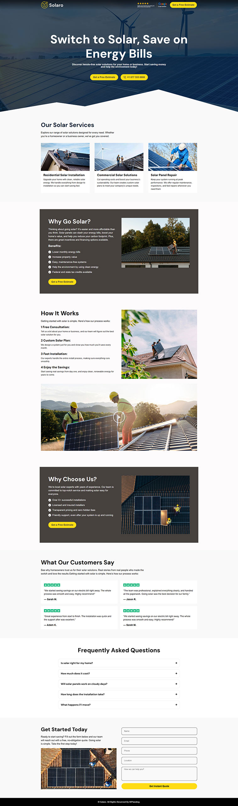 Solaro - Solar Landing Page