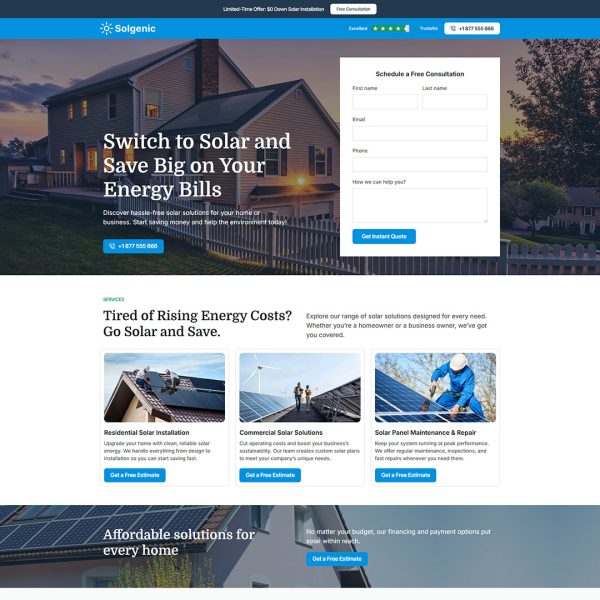 Solgenic - Solar Landing Page