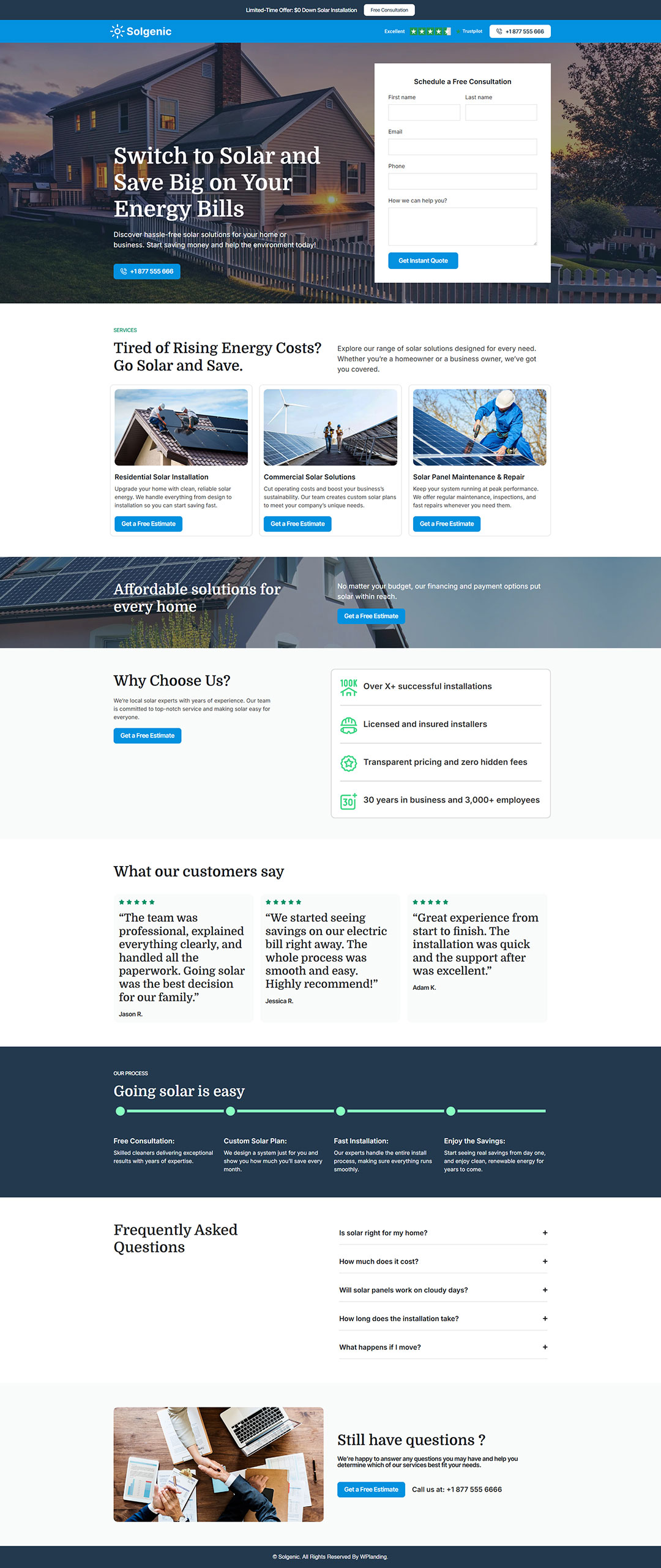 Solgenic - Solar Landing Page
