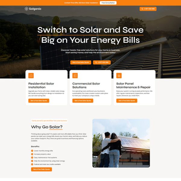 Solure - Solar Landing Page