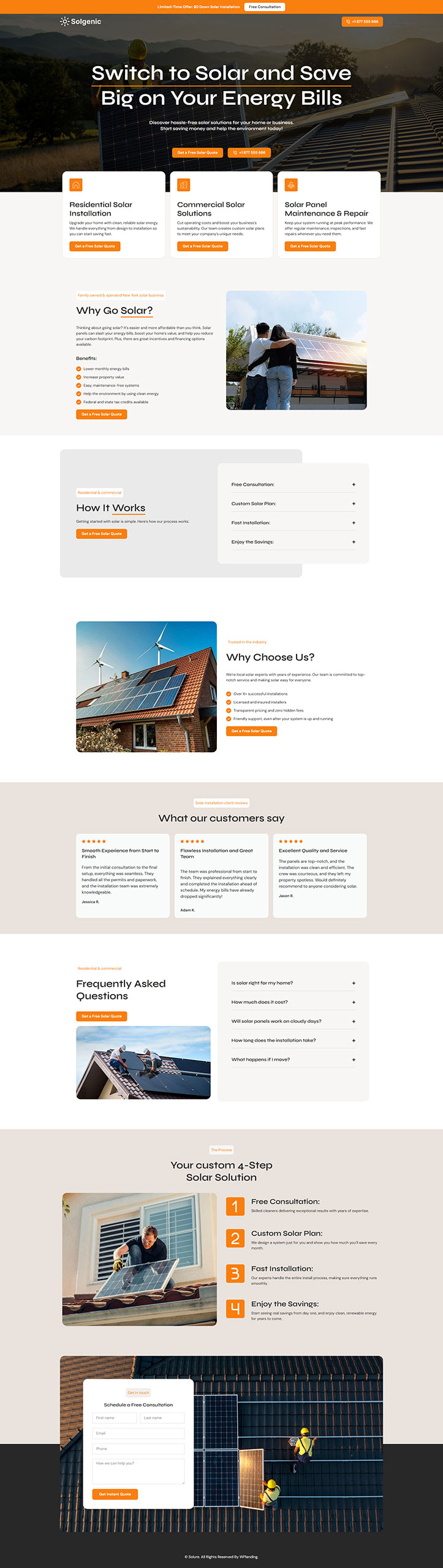 Solure - Solar Landing Page