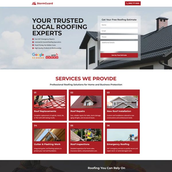 StormGuard - Roofing Landing Page