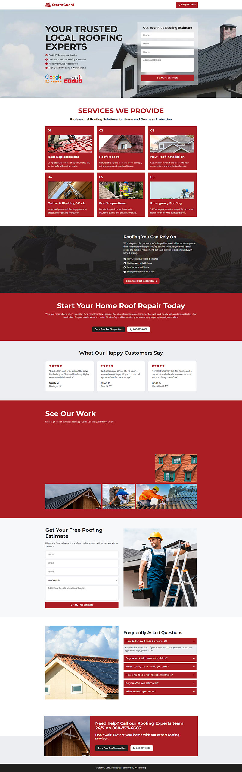 StormGuard - Roofing Landing Page