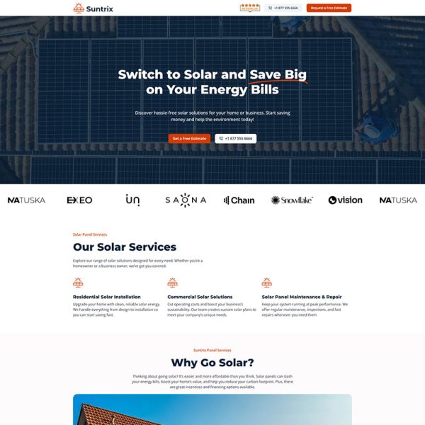 Suntrix - Solar Landing Page