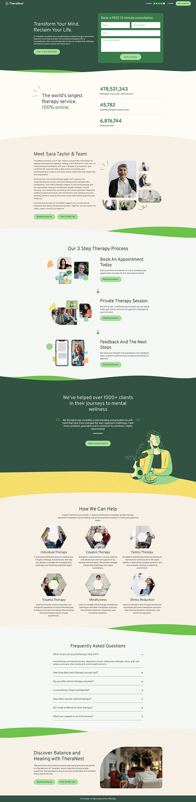 TheraNest - Psychotherapist Landing Page