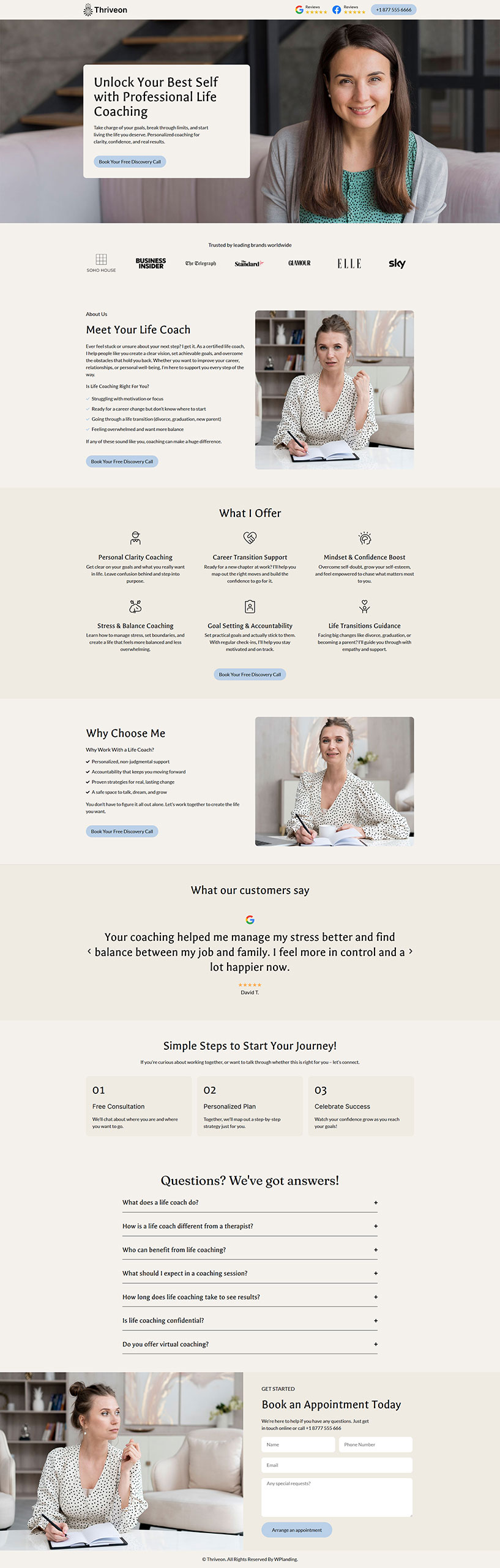 Thriveon - Life Coach Landing Page
