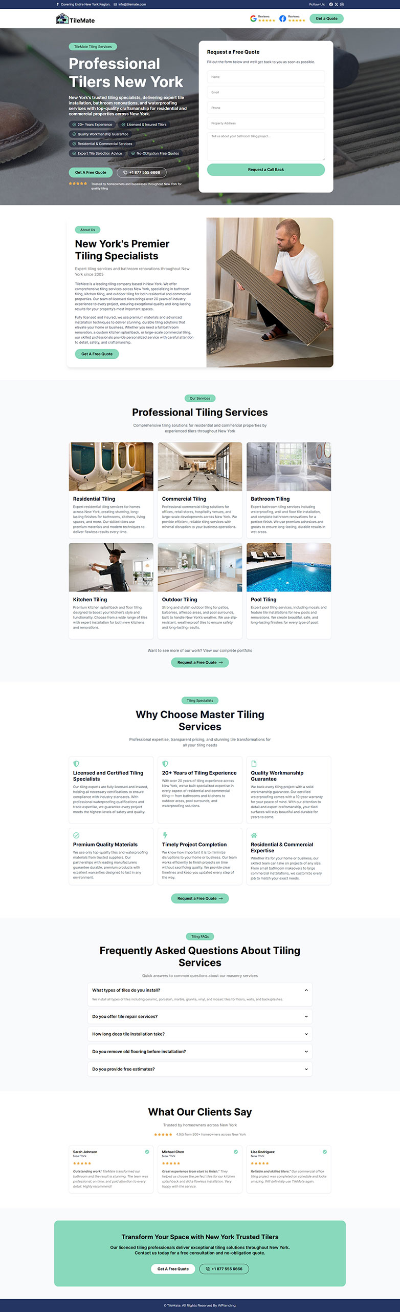TileMate - Floor Tiles Installer Landing Page