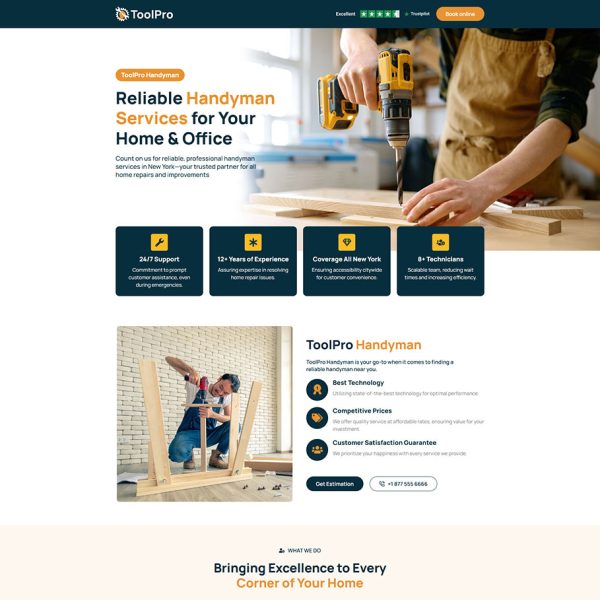 ToolPro - Handyman Landing Page