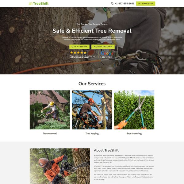 TreeShift - Tree Removal Landing Page