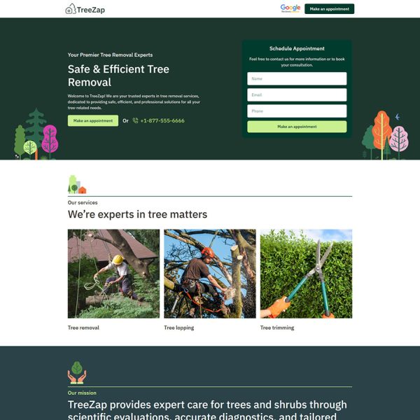 TreeZap - Tree Removal Landing Page