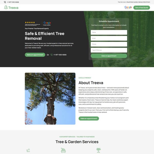 Treeva - Tree Removal Landing Page
