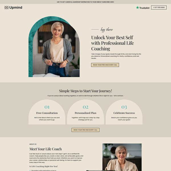Upmind - Life Coach Landing Page