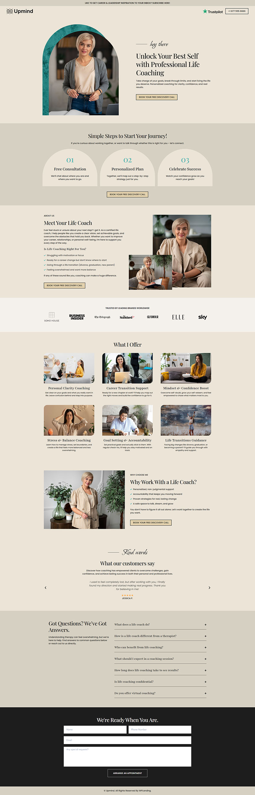 Upmind - Life Coach Landing Page