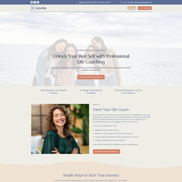 Upvibe - Life Coach Landing Page