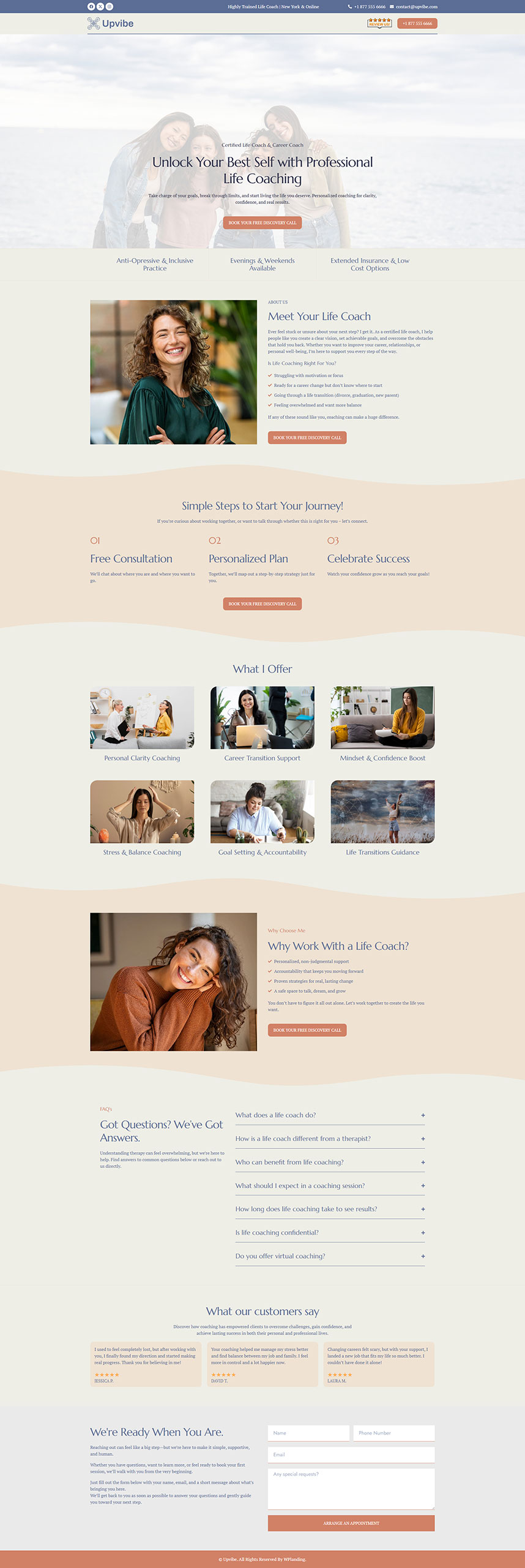 Upvibe - Life Coach Landing Page