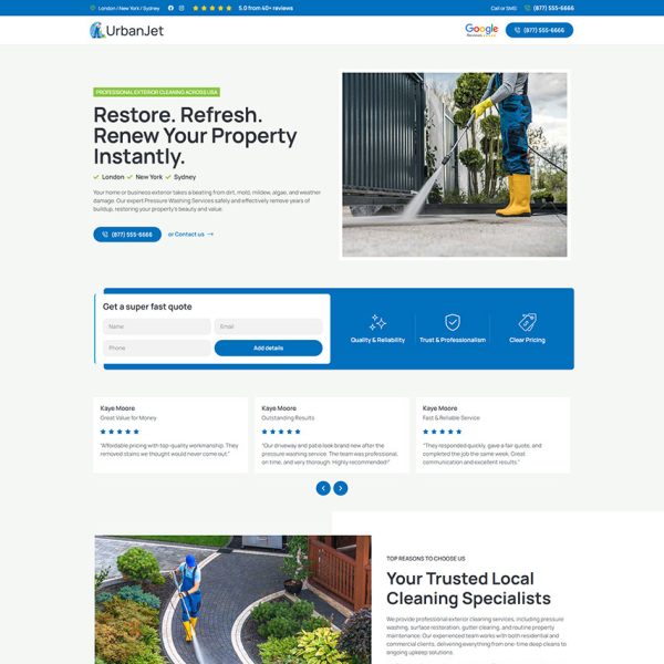 UrbanJet - Pressure Washing Landing Page