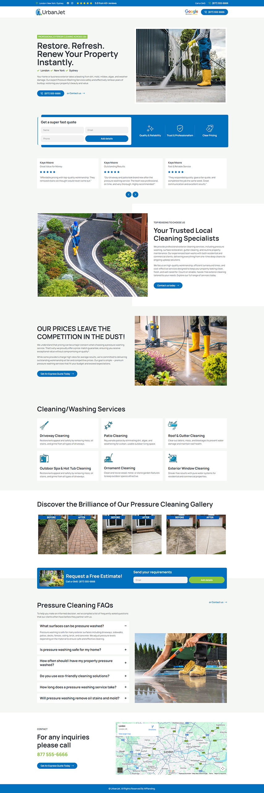 UrbanJet - Pressure Washing Landing Page
