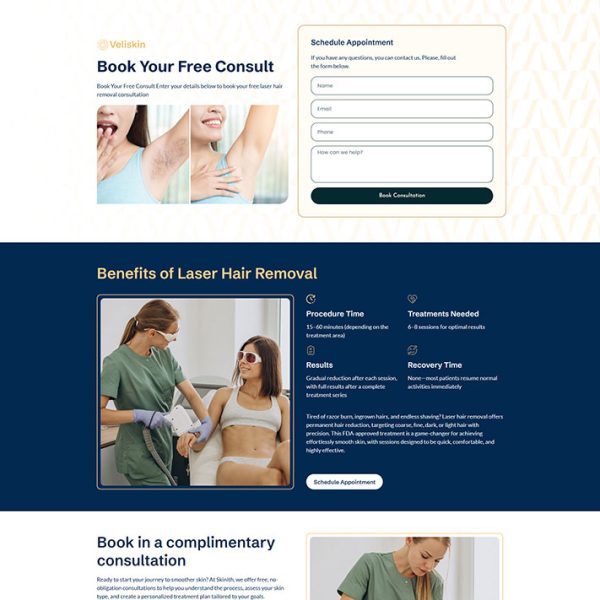 Veliskin - Laser Hair Removal Landing Page