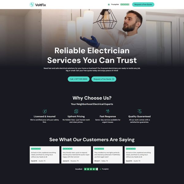 VoltFix - Electrician Landing Page
