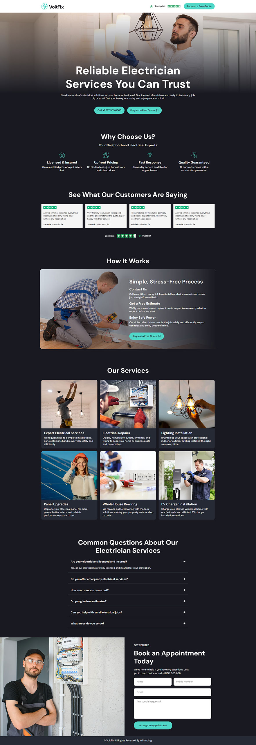 VoltFix - Electrician Landing Page