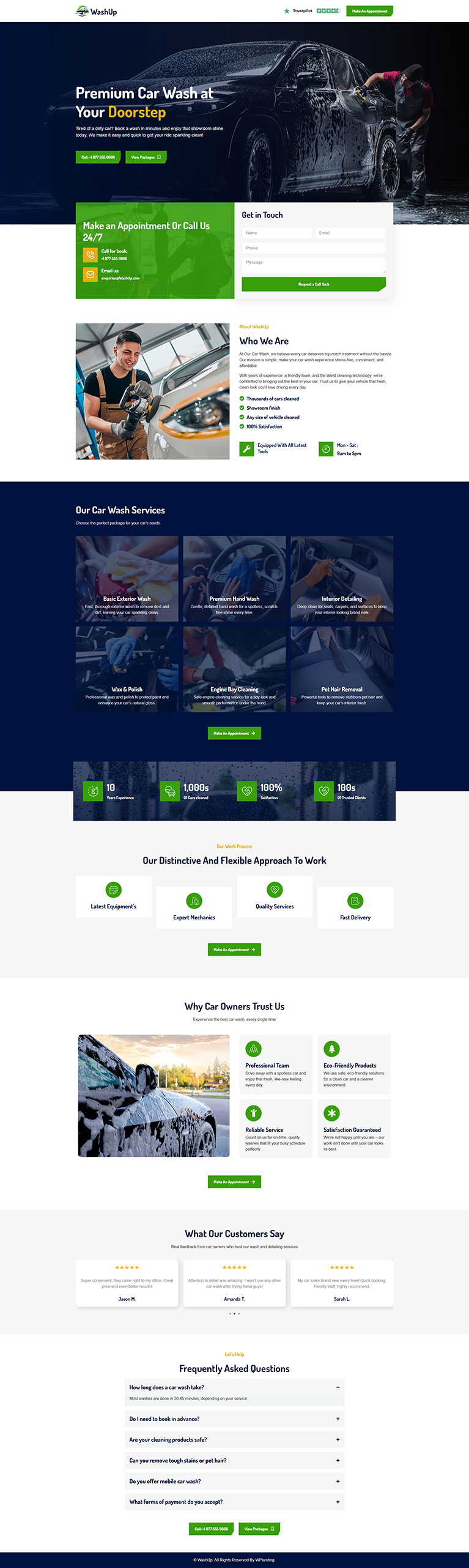 WashUp - Car Wash Landing Page