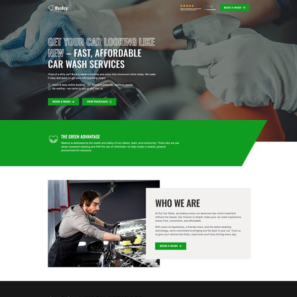 Washzy - Car Wash Landing Page