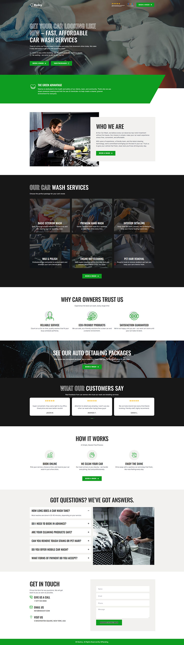 Washzy - Car Wash Landing Page