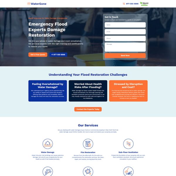 WaterGone - Water Damage Restoration Landing Page