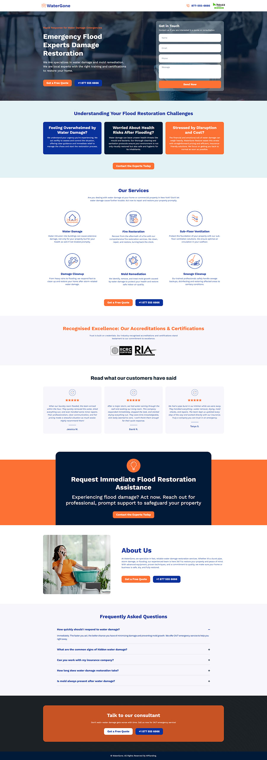 WaterGone - Water Damage Restoration Landing Page