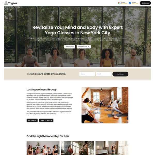 Yogiva - Yoga Landing Page