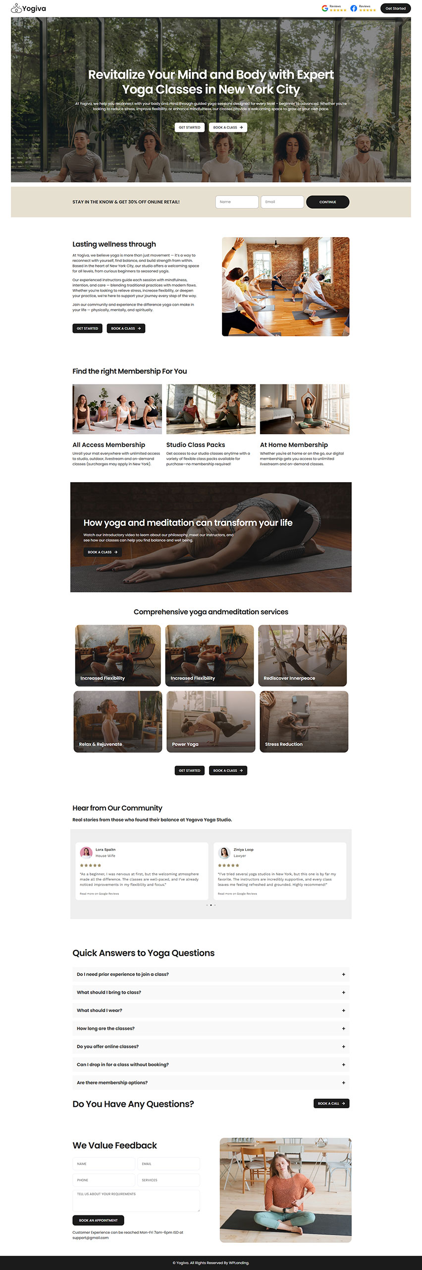 Yogiva - Yoga Landing Page