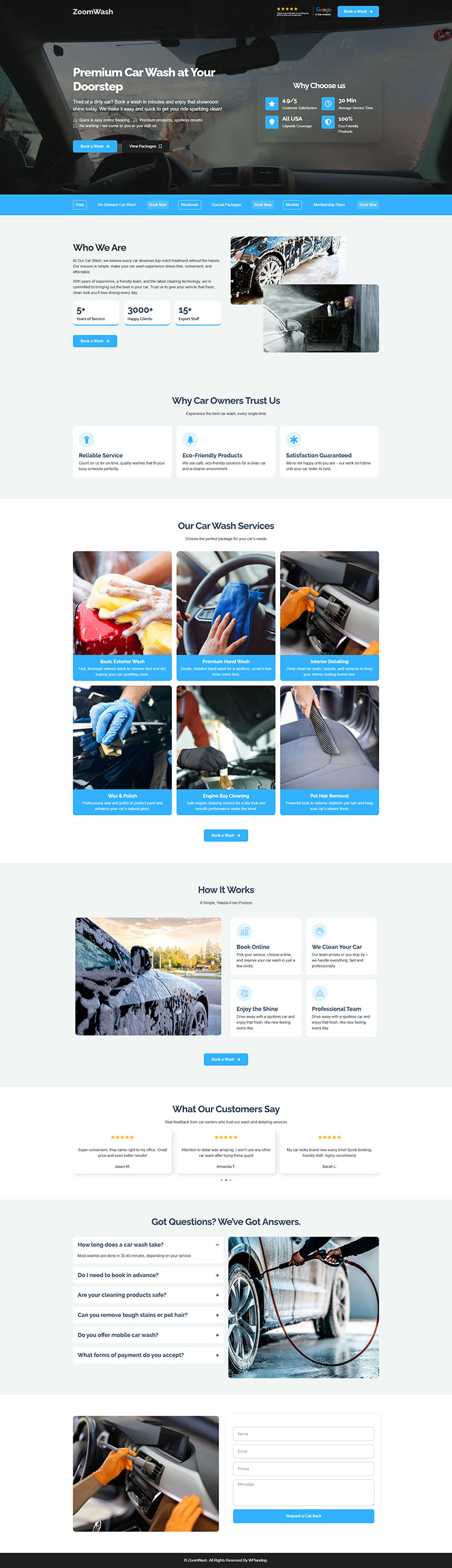ZoomWash - Car Wash Landing Page
